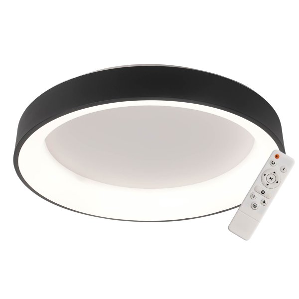 Plafonnier LED dimmable Wesler noir 50W Ø60 cm, dimmable grand diamètre